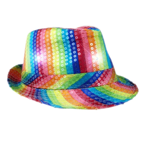 Endless Games Light Up LED Flashing Fedora Hat with Rainbow Sequins EN2796769 - main